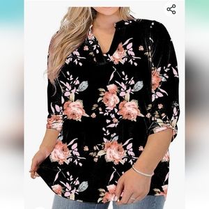 #28 Womens Plus Size Tops V Neck Blouse Casual Soft Flowy Tunic
